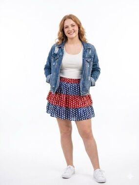 TALULAH Sequin Red White and Blue Sparkly  Mini Skirt LJULY 4TH NWT Size Small